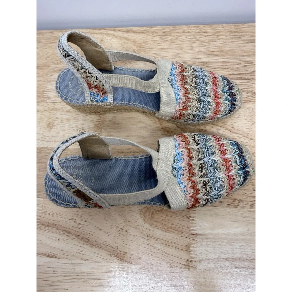 Toni Pons Espadrille Wedge Sandal Womens 40 Multicolor Woven Slingback Spain #23